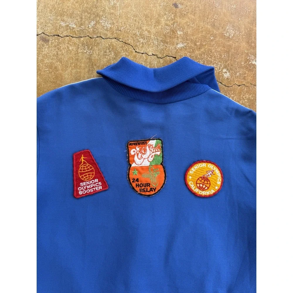 VTG 70s Adidas Trefoil Zip Up Nylon Track Jacket Running Club Patches Germany (L